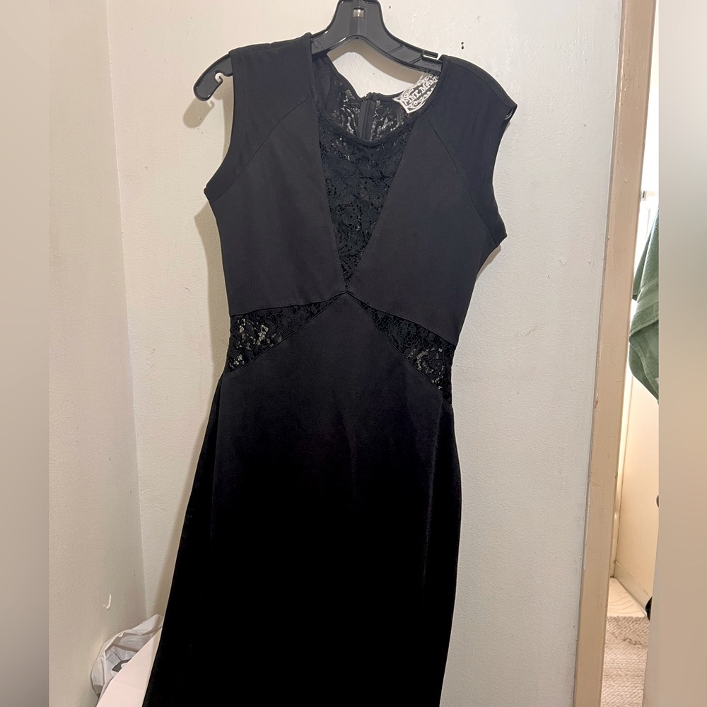 Elegant Black Lace Goth Pink Martini Wiggle Cocktail Dress